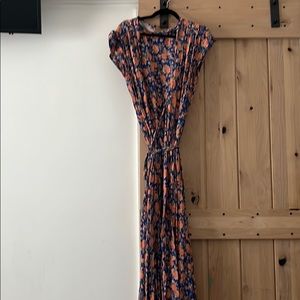 Blue and orange floral maxi wrap dress